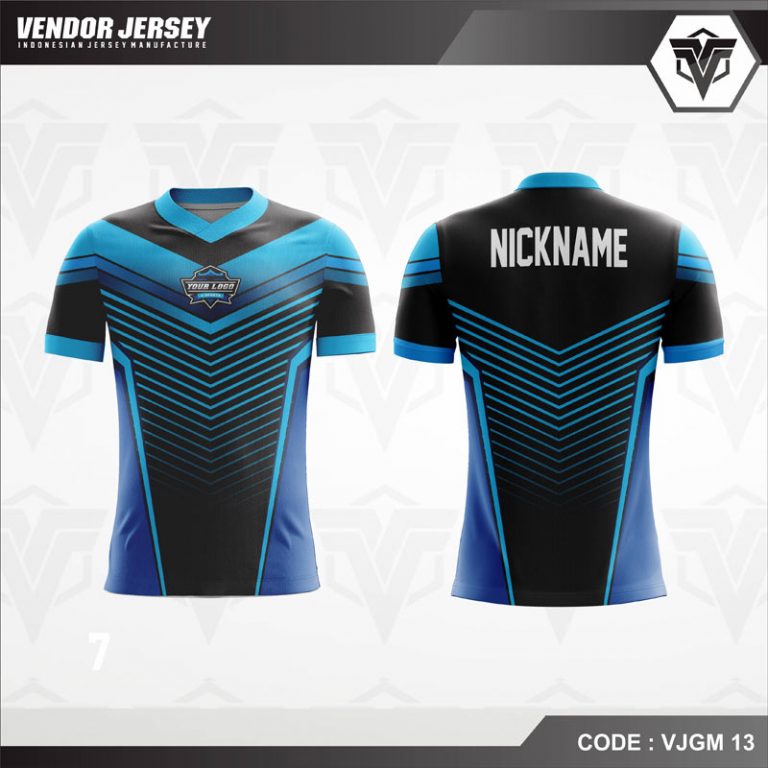 Desain Jersey  Gaming Printing Warna  Biru Hitam Terbaik  