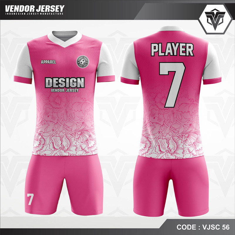 Desain Baju  Futsal  Warna  Pink  Motif Batik Bunga Tercantik 