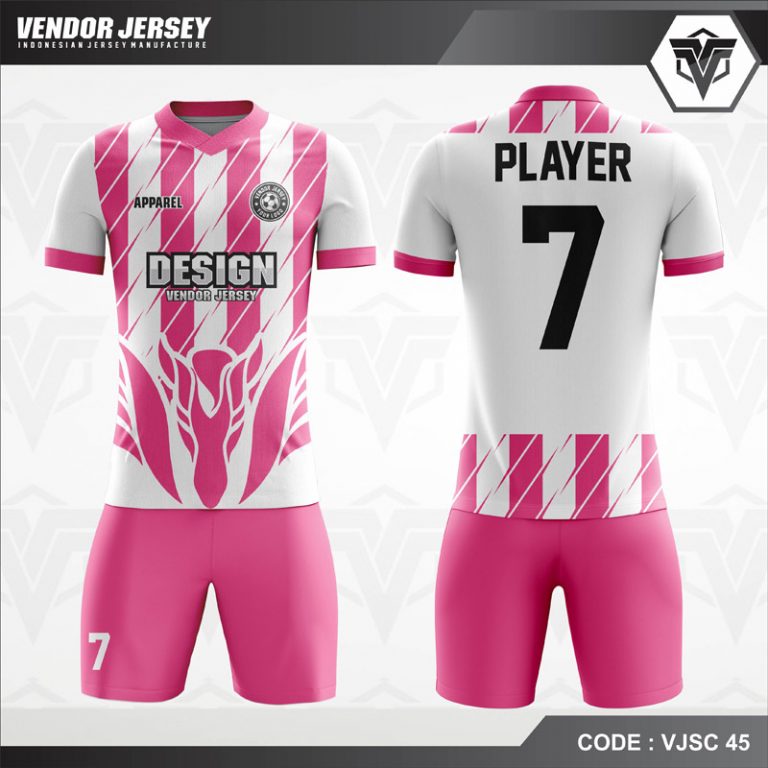 Desain Baju Futsal  Warna Pink Putih Yang Cool Dan Trendy 