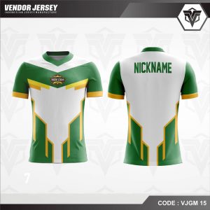 desain jersey gaming printing warna putih hijau favorit