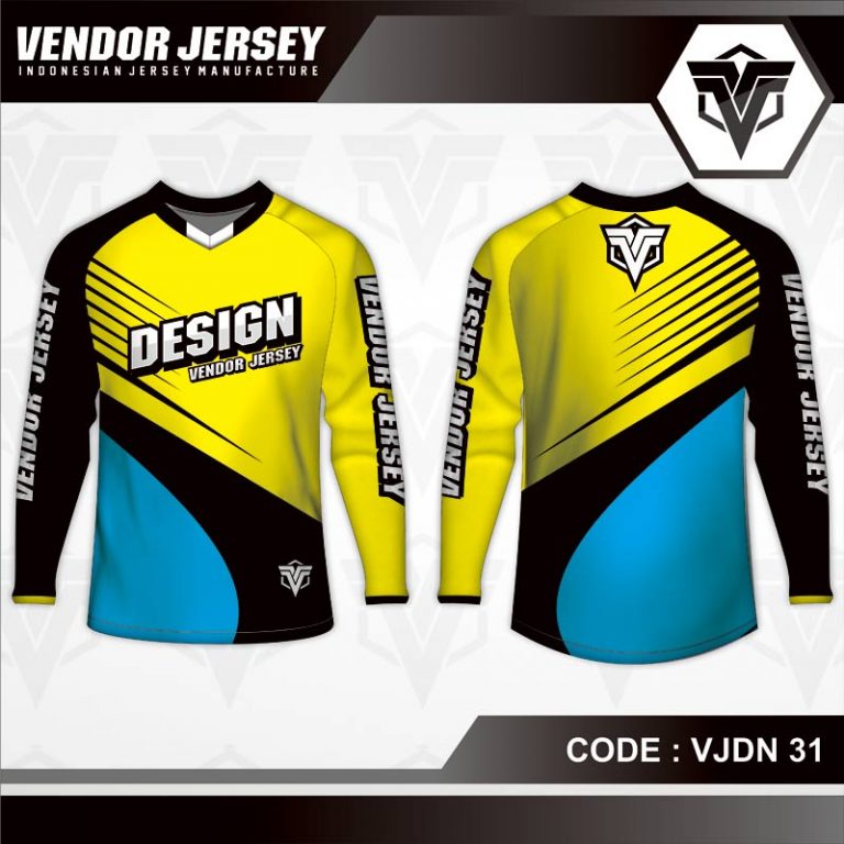 Download Desain Jersey Sepeda Warna Kuning Hitam Biru Yang Dinamis | Vendor Jersey