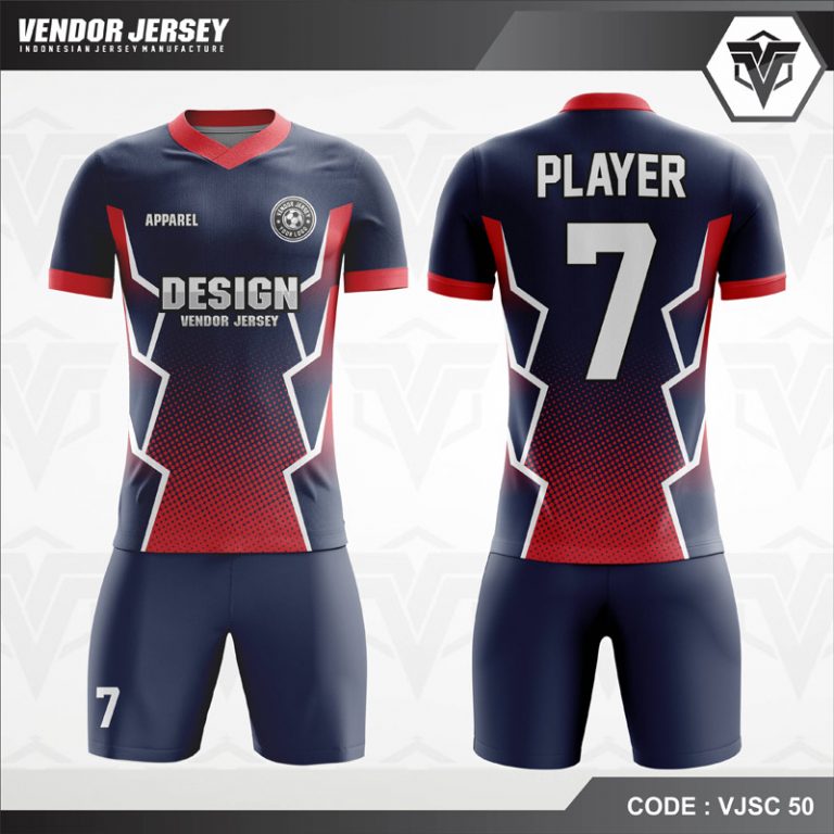 Download Desain Kaos Futsal Priting Warna Biru Merah Tampil Gagah | Vendor Jersey