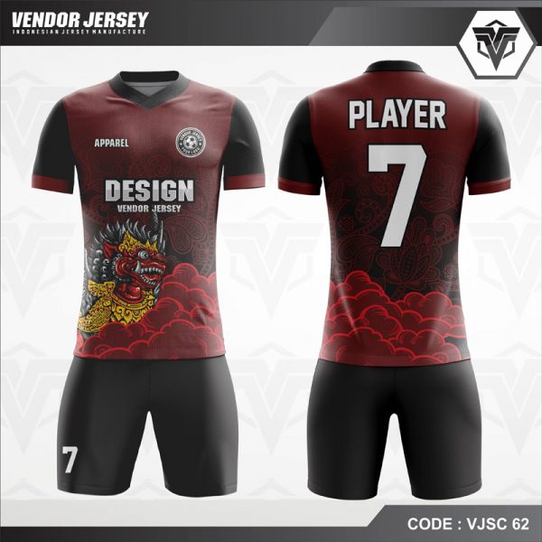  Desain  Jersey Futsal Motif Animasi Wayang Warna  Merah  