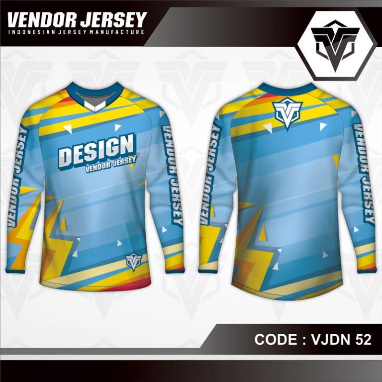 Download Desain Kaos Sepeda Warna Biru Kuning Tampil Lebih Fresh | Vendor Jersey