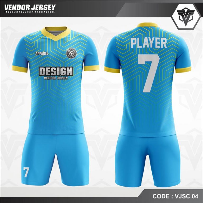 Desain Kostum Futsal Warna Biru Minimalis Yang Elegan Vendor Jersey