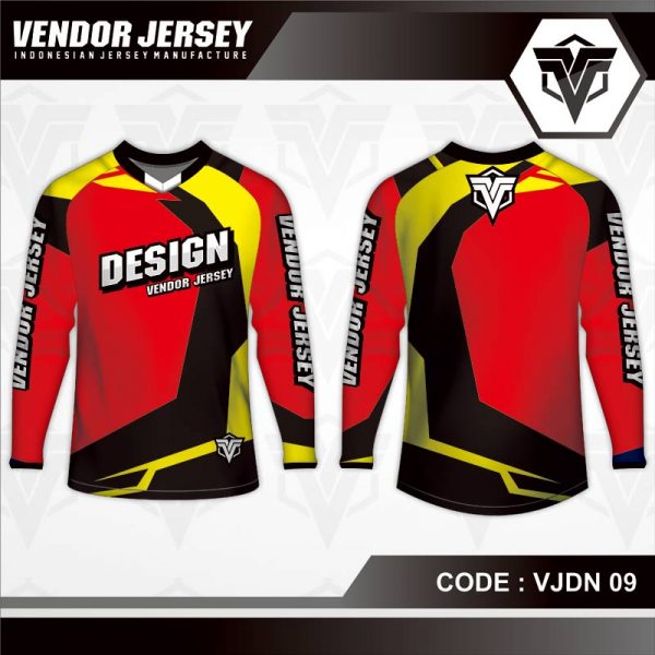 Download Desain Kaos Sepeda Warna Merah Hitam Kuning Yang Menawan | Vendor Jersey